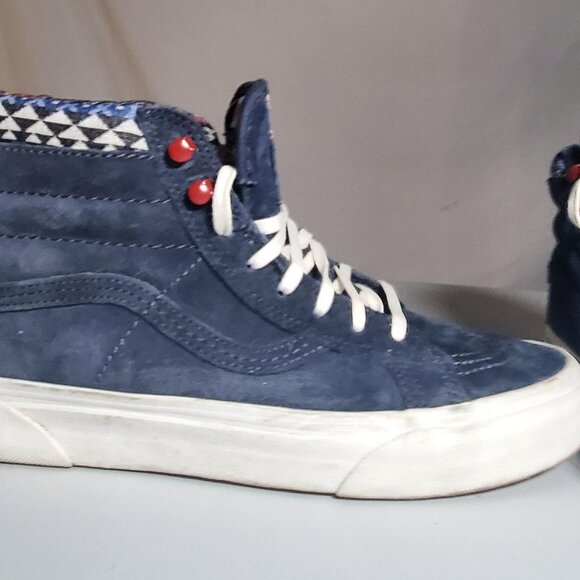 Vans Off The Wall Blue Suede High Tops Sz 7.5Mens 9Womens - Picture 12 of 16